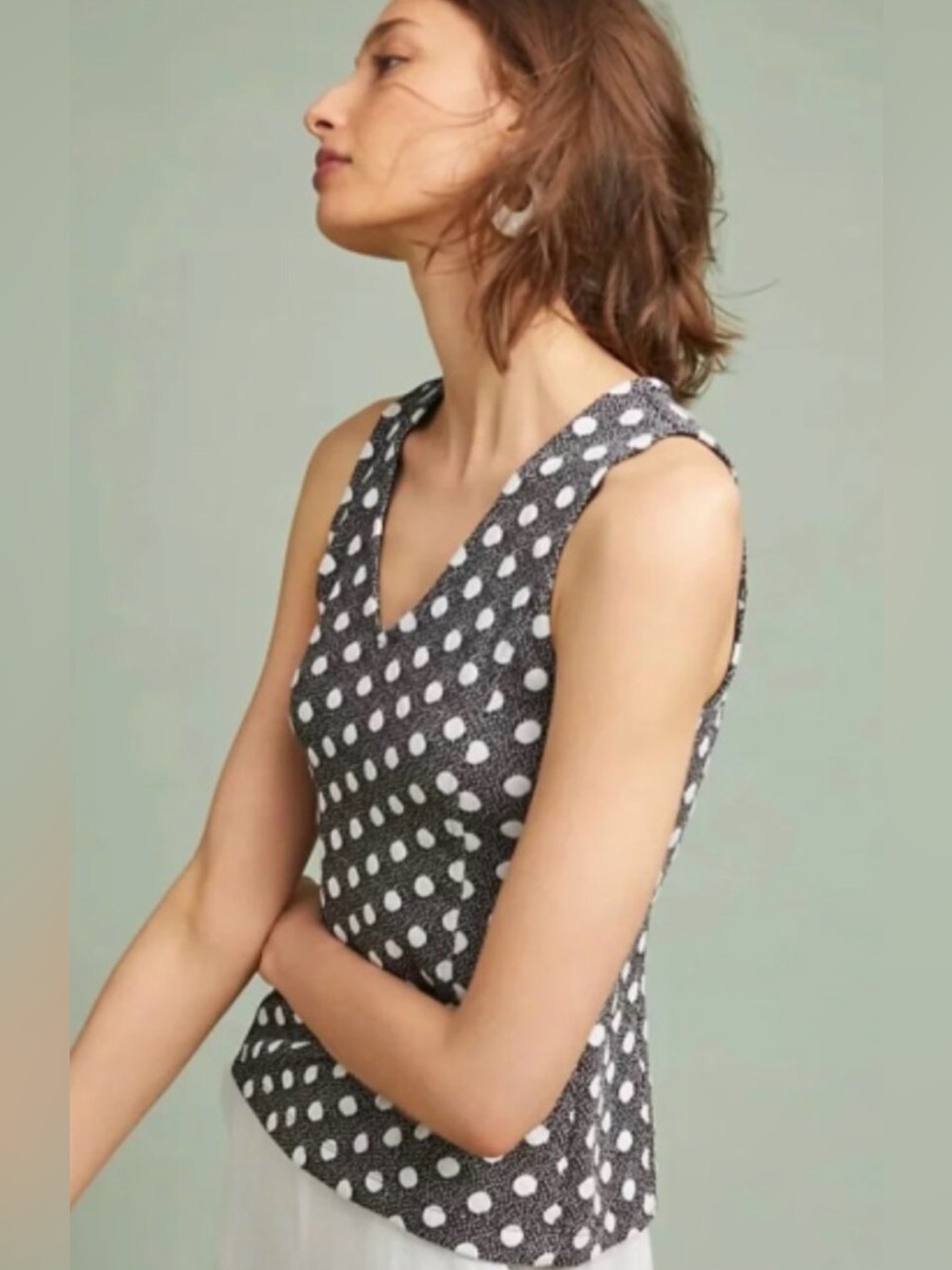 *NWT* Maeve from Anthropologie Black & White Polka Dot Sleeveless Top, Medium